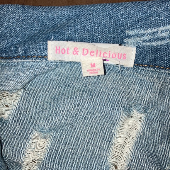 Hot and Delicious Cropped Jean Jacket with Rhinestones - Picture 11 of 11